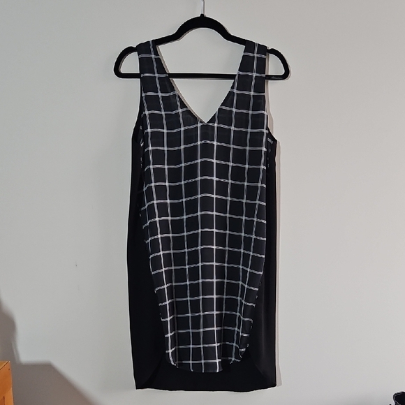 Monk & Lou - Navy And Black Elegant Checkered Sleeveless Dress - Oversized XS - Picture 1 of 5